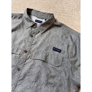 Joe Marlin Button Up Performance‎ Fishing Shirt Mens XL Grey Vented Back Logo